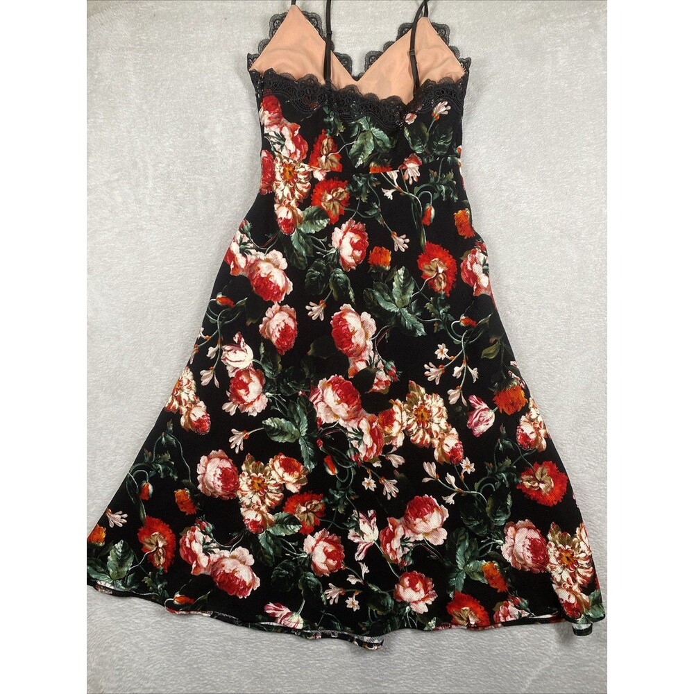 Anthropologie Foxiedox Midi Dress Size XS Autumnal Black Lace Vintage Floral - Picture 7 of 7